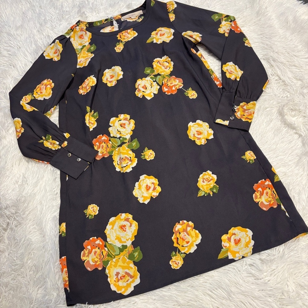 Ann Taylor LOFT Tunic Womens Petites XSP Multicolor Floral DRESS
